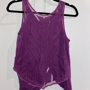 FREE PEOPLE Purple Tank with Sheer Front Design